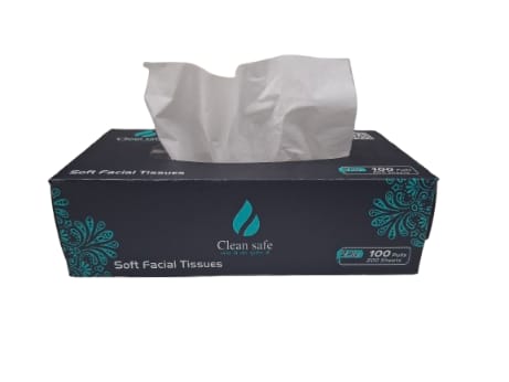 CLEAN SAFE `So Soft 2 Ply 100 Pulls Face Tissue Box |Pack of 4 Boxes |Total 400 Pulls
