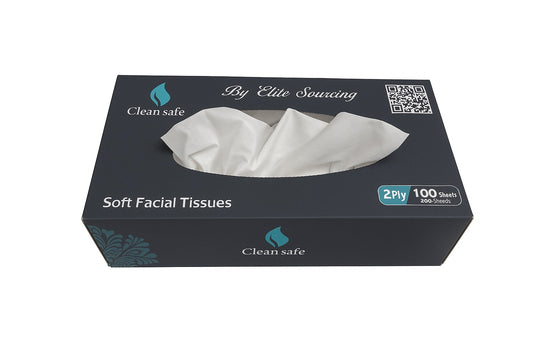 CLEAN SAFE `So Soft 2 Ply 100 Pulls Face Tissue Box |Pack of 4 Boxes |Total 400 Pulls